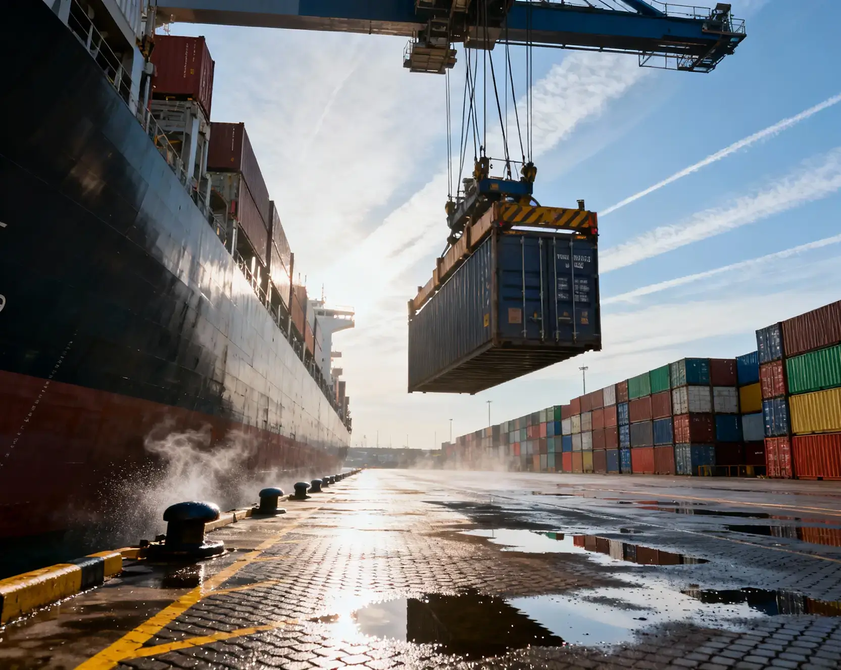 Container port on the Asia-Europe lane