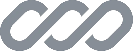 Abstract logo with three interconnected gray loops forming a continuous chain-like shape.