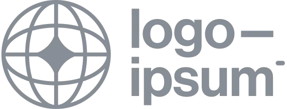 Logo Ipsum brand logo with stylized globe symbol to the left and the text 'logo ipsum' to the right in gray.