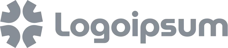 Logoipsum text in gray with a symmetrical abstract geometric symbol to the left.